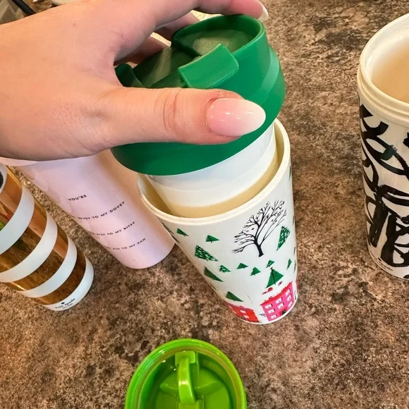 LOT Kate Spade New York Thermal Travel Acrylic Coffee Mug Tumblers - Picture 5 of 7